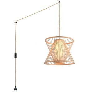 Bamboo pendant lamp with switch and plug "Rise".