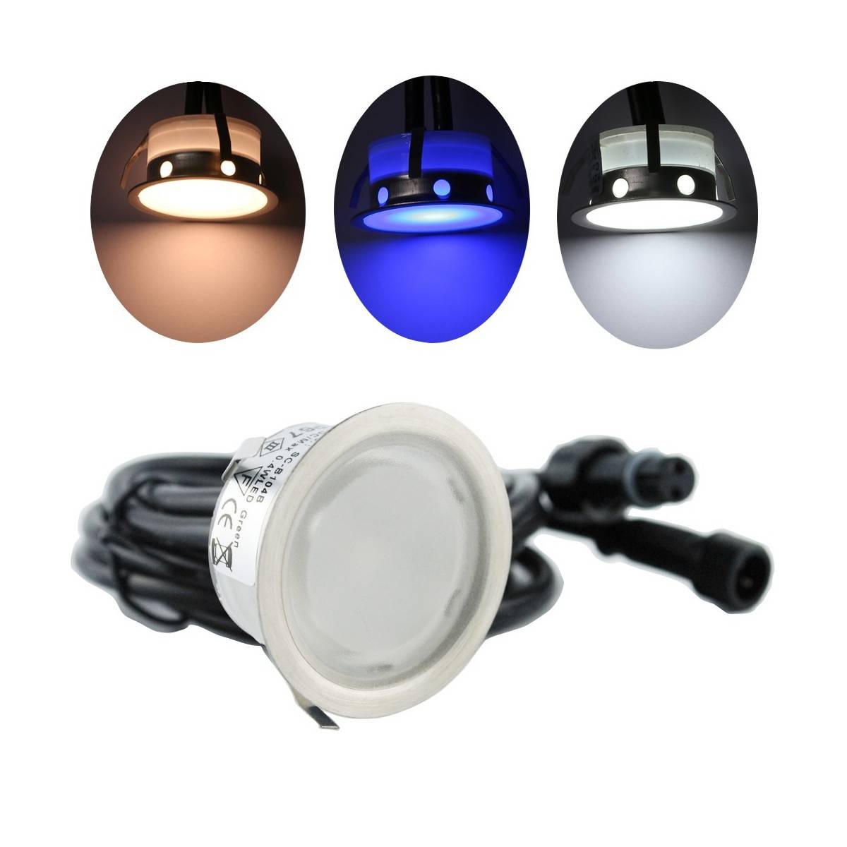 GROUND LIGHT KIT 6 BEACONS Ø40X19MM 0,4W 12V-DC IP67 + CONNECTION CABLES + POWER SUPPLY