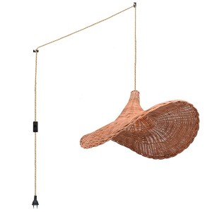 Wicker pendant lamp "Tien" with switch and socket