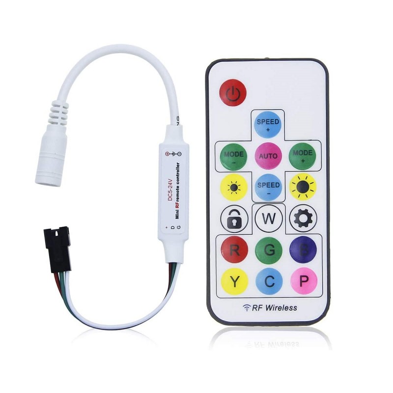 RGB/RGBW pixel IC LED controller with RF remote control - 5-24V DC - 2048 pixels