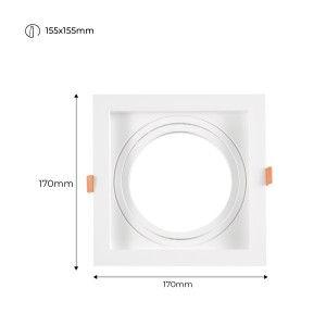 Pack x 4 - Square cardan type downlight ring for QR111 or AR111 bulb - Cutting 155 x 155 mm