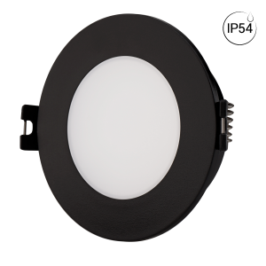 Circular downlight ring for GU10 bulb - Cut-out Ø 75-80 mm - IP54- BLACK