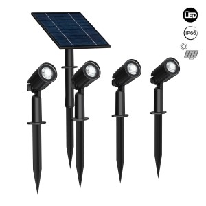 Kit x 4 outdoor solar spotlights with solar panel - 5W - IP66 - 3000K