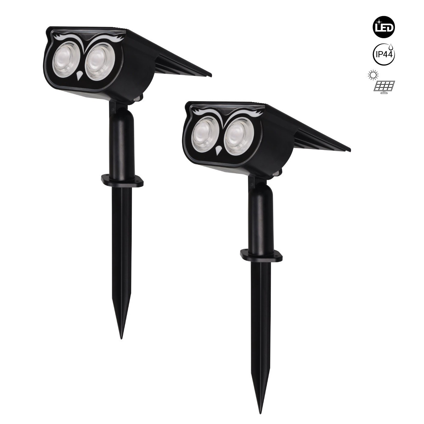 Pack x 2 - LED outdoor solar spotlight with spike - 1W (2x0,5W) - IP65