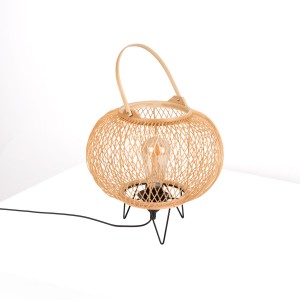 Bamboo table lamp with cord, switch and socket