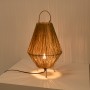 Jute table lamp "ROSS" with black switch and black plug on