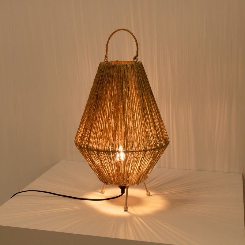 Jute table lamp "ROSS" with black switch and black plug on Jute table lamp "ROSS" with black switch and black plug on