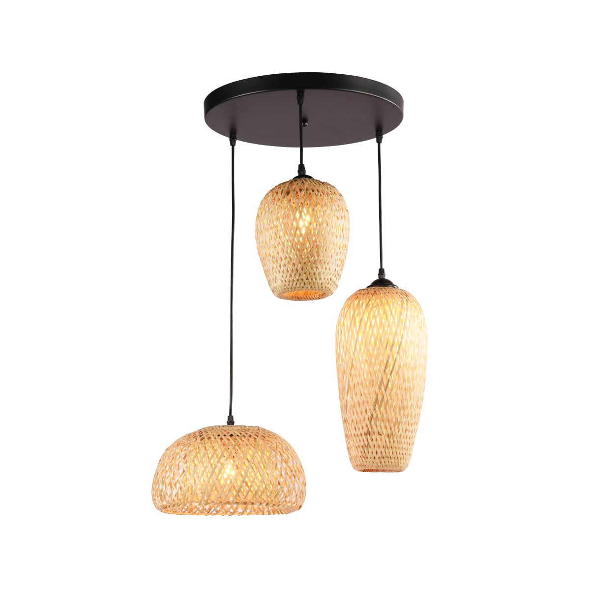 Wicker triple pendant lamp 3xE27 "Trisa".