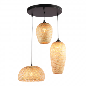 Wicker triple pendant lamp 3xE27 "Trisa".