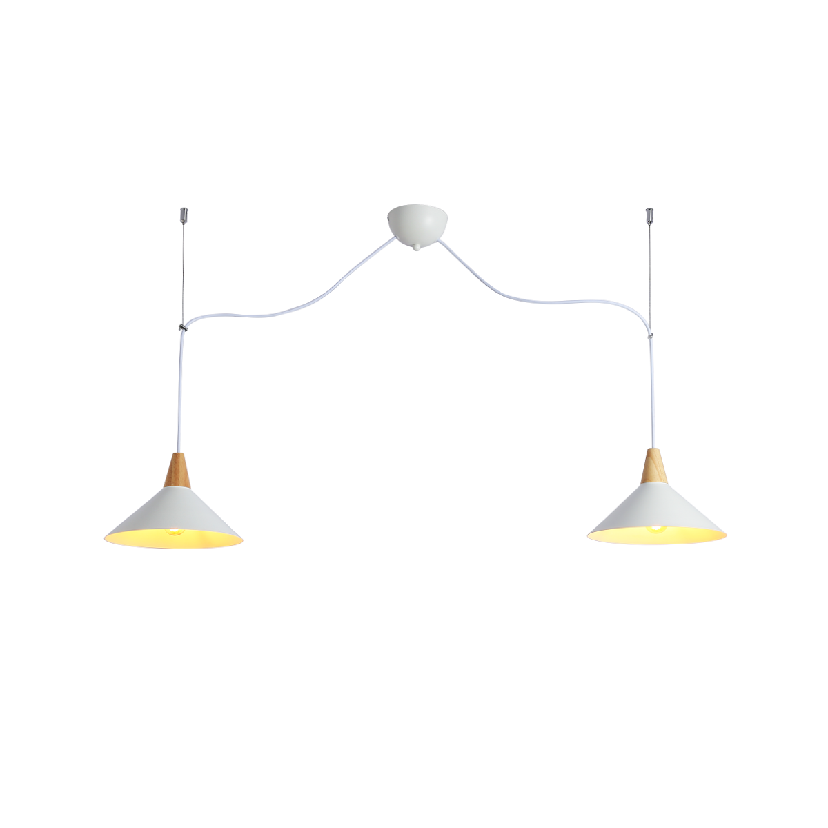 Double pendant lamp metal and wood "Selroom" - 2xE27