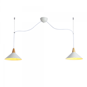 Double pendant lamp metal and wood "Selroom" - 2xE27