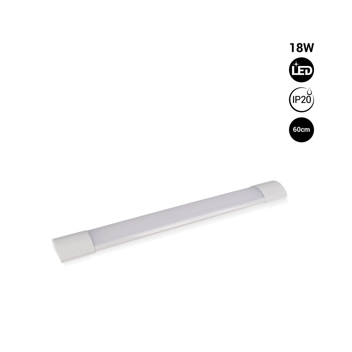 Linear LED surface mounted luminaire - 18W - 60cm - IP20