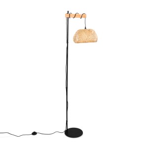 Wood and wicker floor lamp "Frankie" - E27