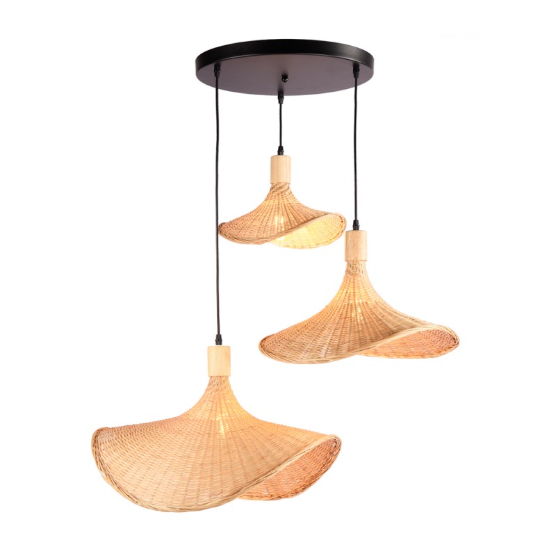 Triple wicker pendant lamp "Bellas 3" - 3xE27