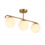 Triple golden ceiling lamp "TALÍ"- Inspiration Flos IC - 3xE27- Golden chrome - Ball in opaline crystal CrystalØ15cm