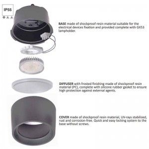 CCT LIVIA 160 FUMAGALLI 7W GX53 IP55 waterproof ceiling light IP55