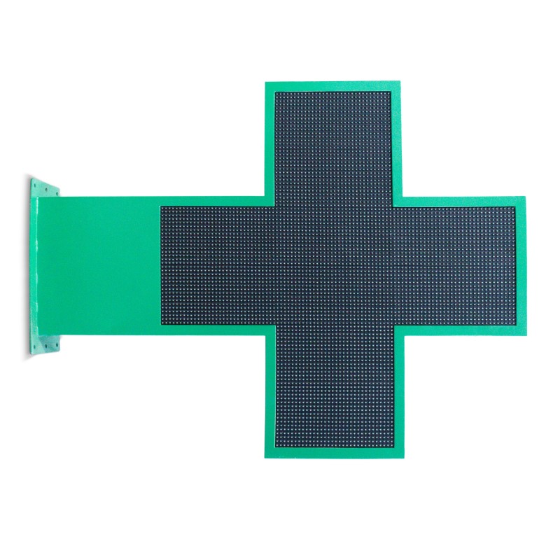 Programmable green monocolor LED pharmacy cross P10 - Outdoor - 96x96cm