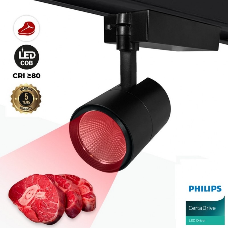 LED spotlight for single-phase rail special for butcher shops - Integrated driver Philips Certa drive - LED COB - 40W -