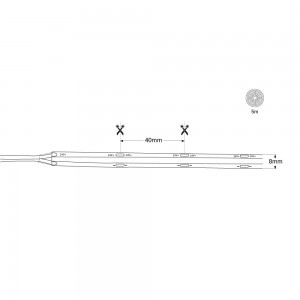 LED Strip COB 24V DC - 12W/m - Colors - 8mm - IP20 - Roll of 5 meters - Cut every 4 cm