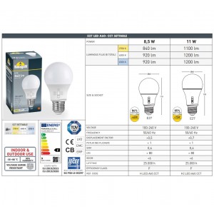 Ampoule LED SMD E27 A60 12W Blanc chaud base céramique CREALYS