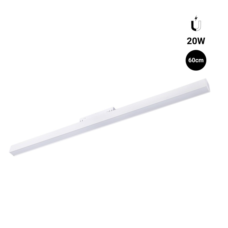 Linear opal LED opal luminaire for magnetic rail 48V - 20W - White