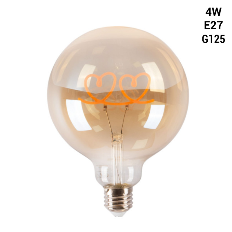 Decorative filament bulb "Hearts" E27 G125 - 4W - 2200K