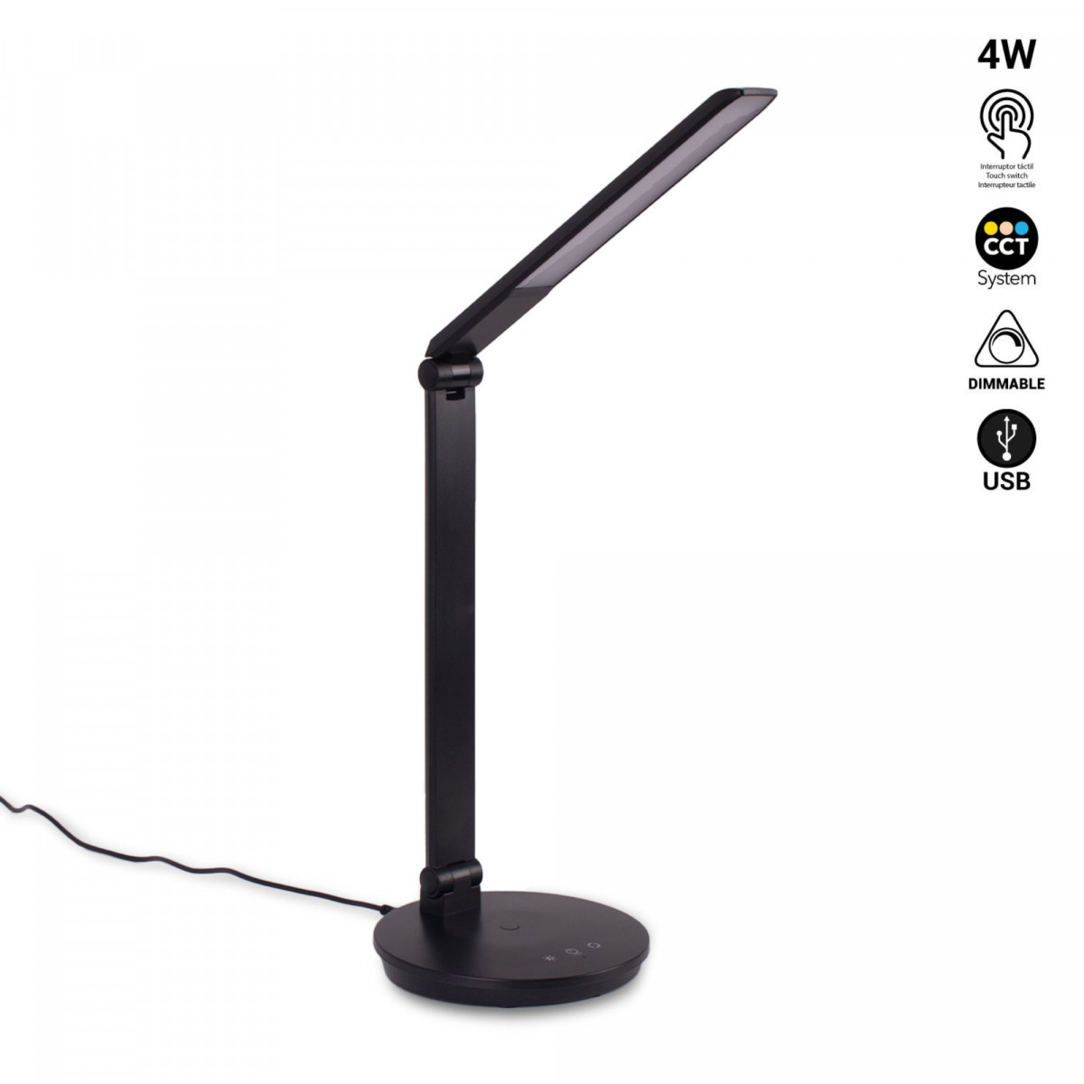 LED Desk Lamp with USB - Dimmable - CCT - 4W