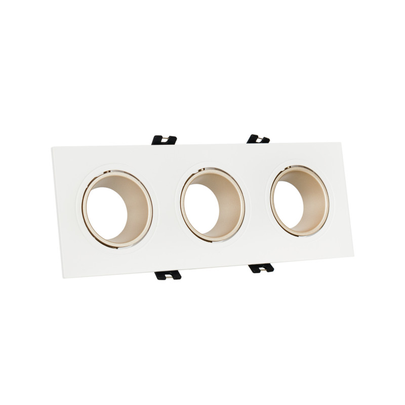 Square tilting triple downlight ring GU10/MR16 - Low UGR - Cutout 75 x 235mm