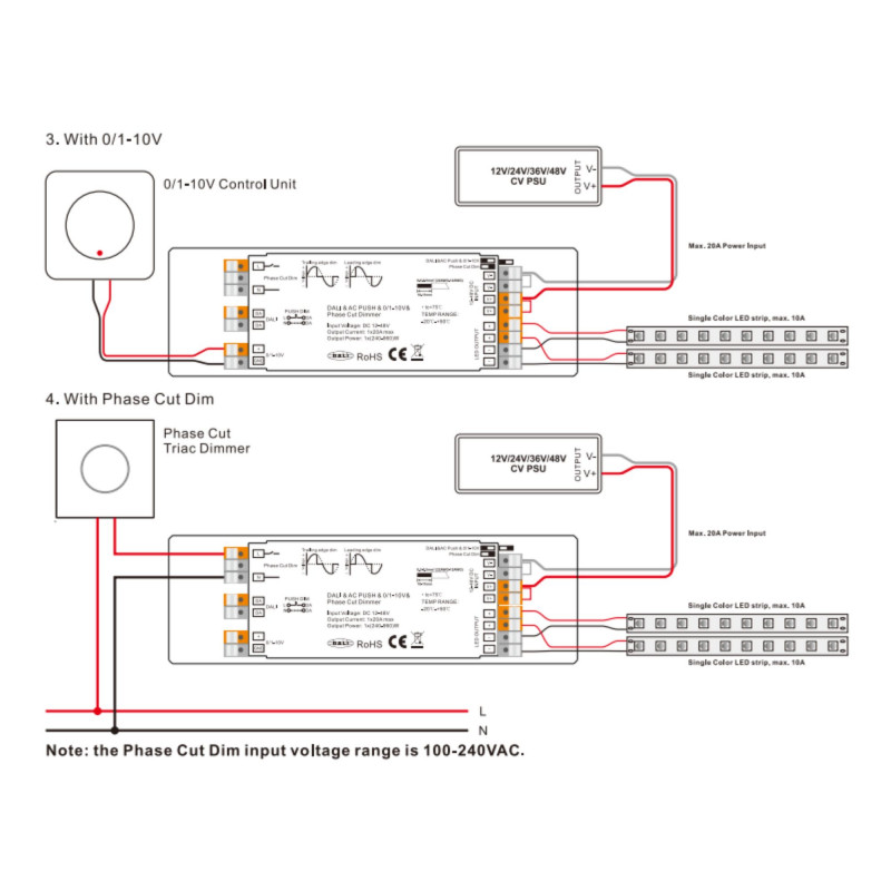 4 in 1 LED Controller - 12-48V DC - TRIAC + 0/1-10V + DALI + PUSH 4 in 1 LED Controller - 12-48V DC - TRIAC + 0/1-10V + DALI + PUSH