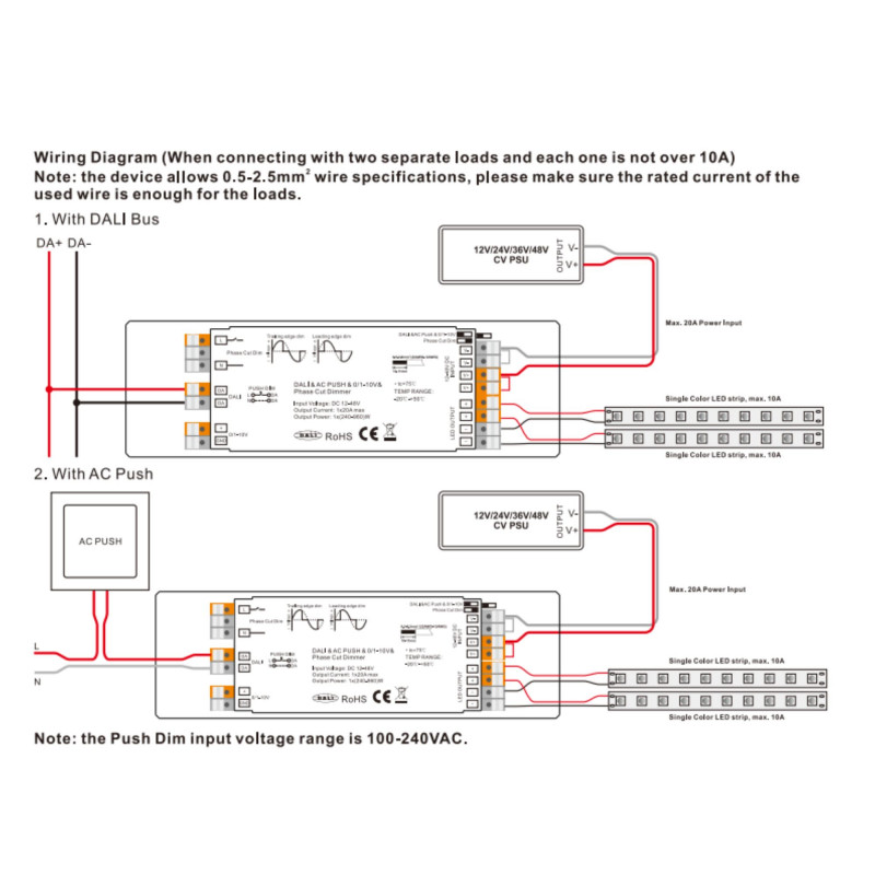 4 in 1 LED Controller - 12-48V DC - TRIAC + 0/1-10V + DALI + PUSH 4 in 1 LED Controller - 12-48V DC - TRIAC + 0/1-10V + DALI + PUSH