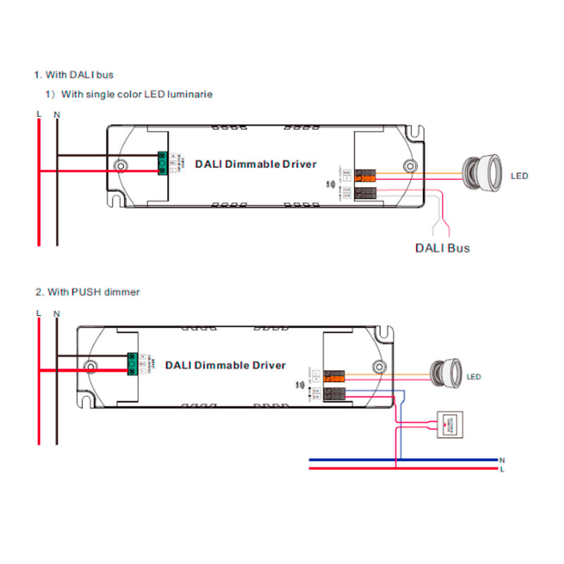 DALI dimmable DT6 Single color driver 220-240V - Output 6-42V DC - 100-700mA - 15W DALI dimmable DT6 Single color driver 220-240V - Output 6-42V DC - 100-700mA - 15W