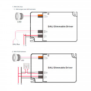 DALI dimmable DT6 Single color driver 220-240V - Output 6-58V DC - 500-1500mA - 65W