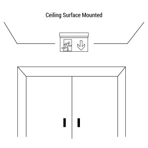 Permanent emergency light with "Toilet" pictogram