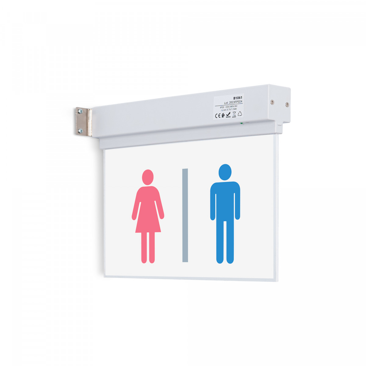 Permanent emergency light with "Toilet" pictogram