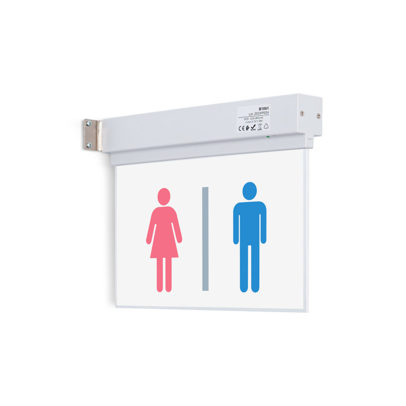 Permanent emergency light with "Toilet" pictogram