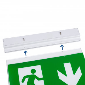 Permanent emergency light with "Exit" sign