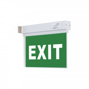 Surface-mounted emergency light with "Exit" sign