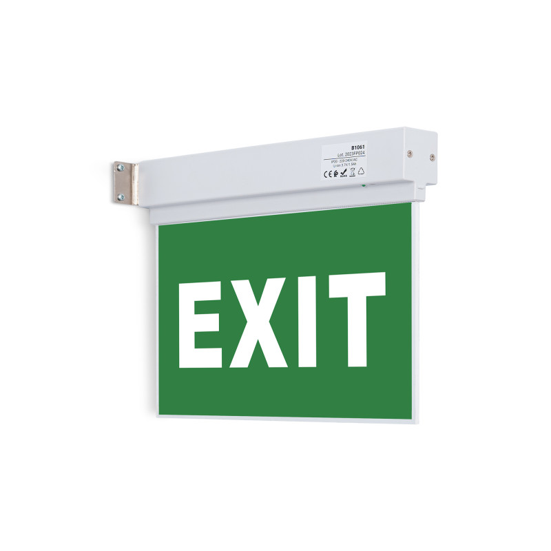 Surface-mounted emergency light with "Exit" sign
