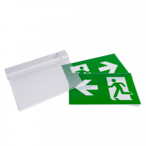 Permanent emergency light with "Side exit" pictogram