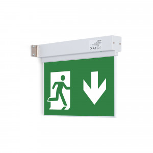 Permanent emergency light with "Down arrow" pictogram