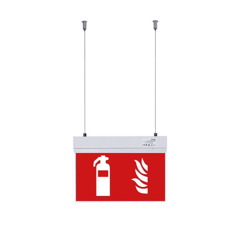 Hanging permanent emergency light with "Fire extinguisher" pictogram