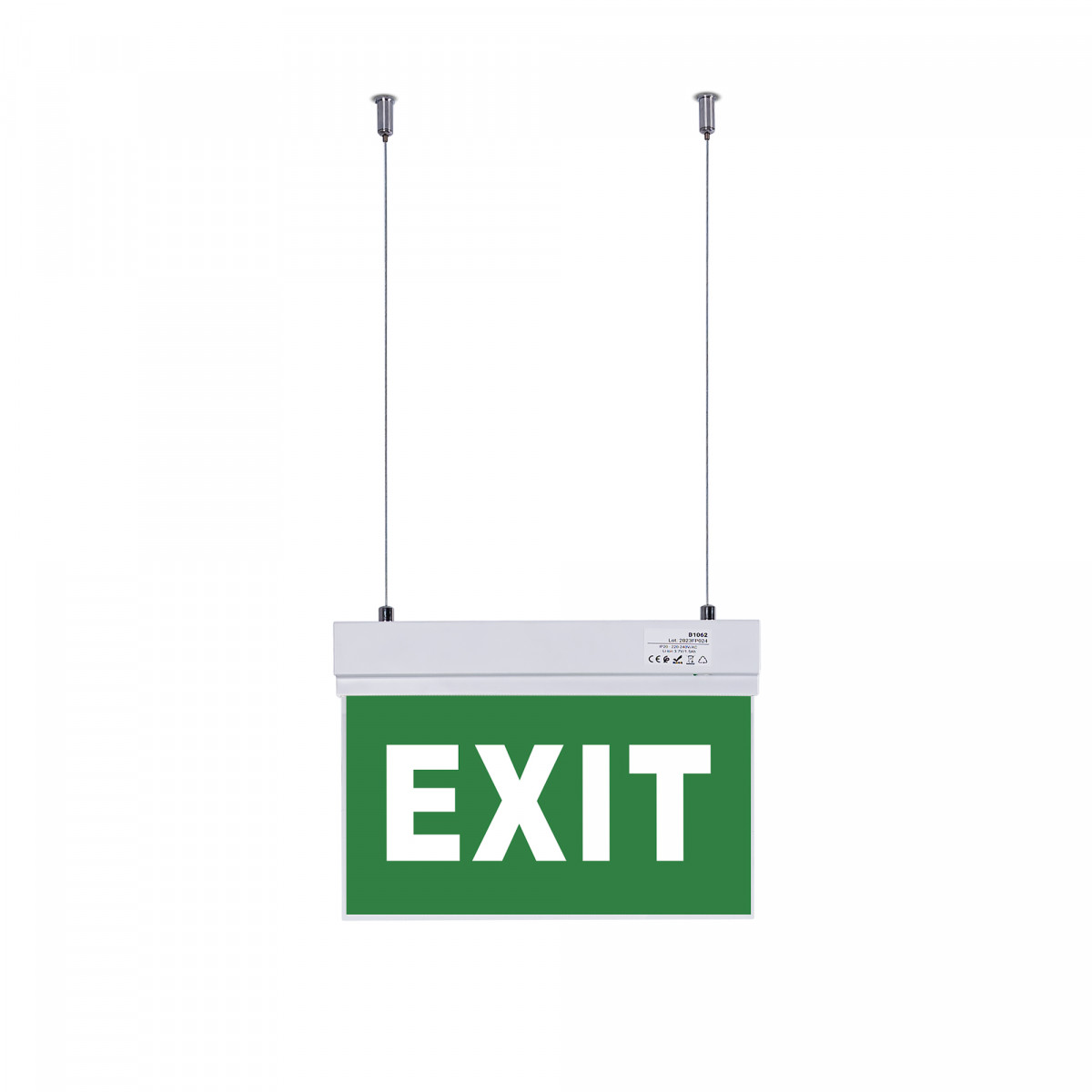 Hanging permanent emergency light with "Exit" sign