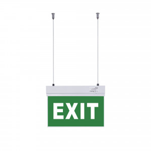 Hanging permanent emergency light with "Exit" sign