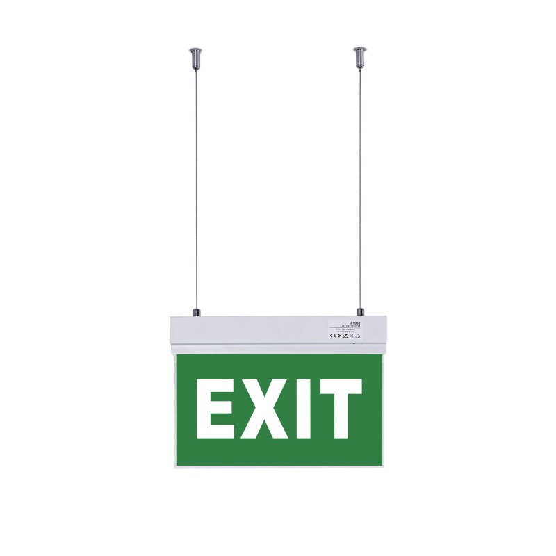 Hanging permanent emergency light with "Exit" sign