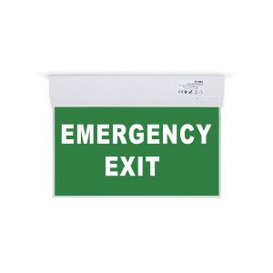 Hanging permanent emergency light with "Emergency Exit" sign