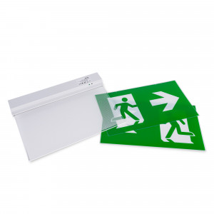 Hanging permanent emergency light with "Side arrow" pictogram