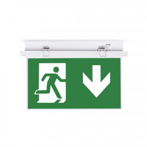 Recessed permanent emergency light with "Down arrow" pictogram