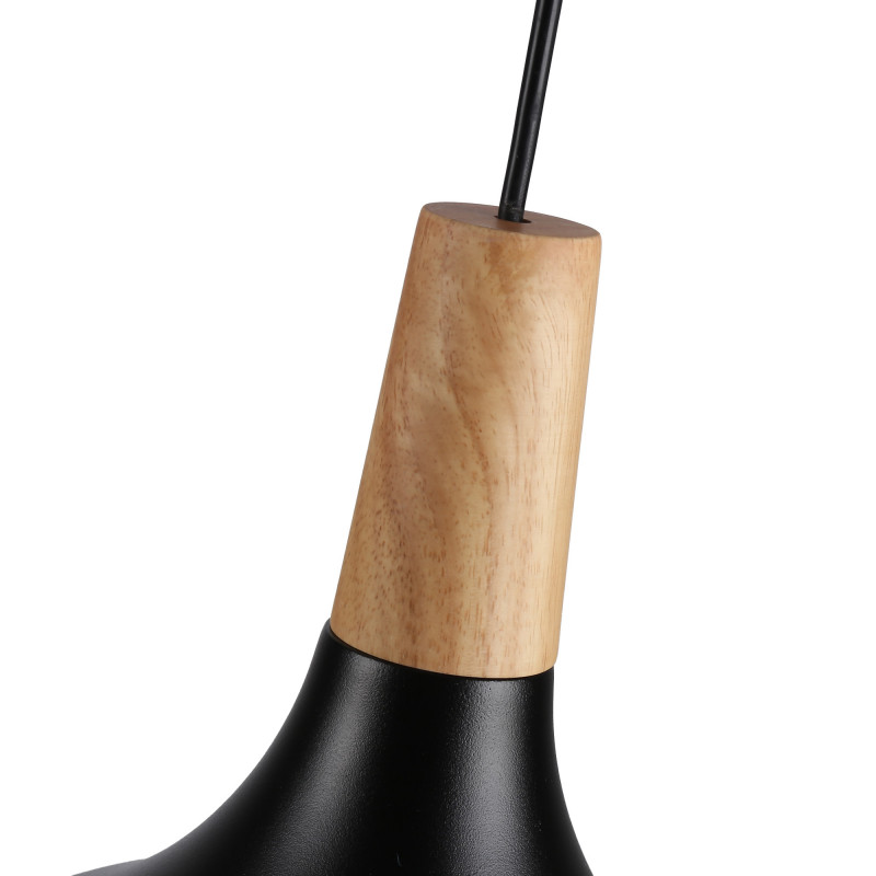 Metal and wood pendant lamp - "Loop" Metal and wood pendant lamp - "Loop"