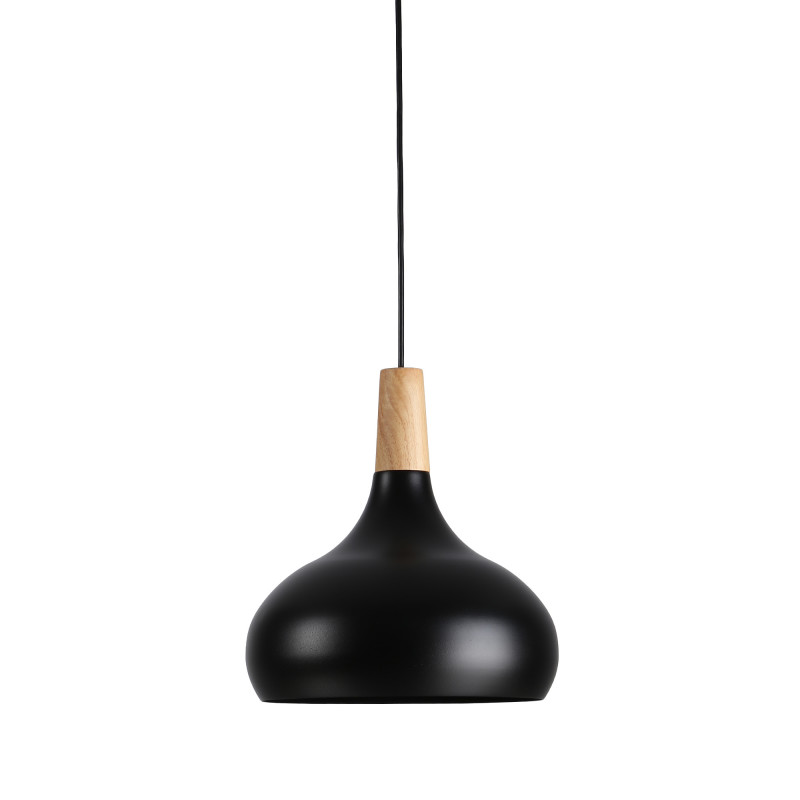 Metal and wood pendant lamp - "Loop" Metal and wood pendant lamp - "Loop"