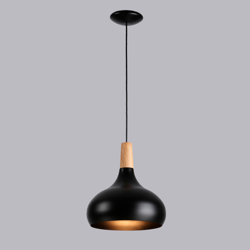 Metal and wood pendant lamp - "Loop"